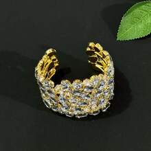 1 Inlaid Rhinestone Exaggerated Bracelet With Water Droplet Design For Women's Fashion Show Rhinestone Bracelet, Wedding Jewelry - Tassel Silver - View 6