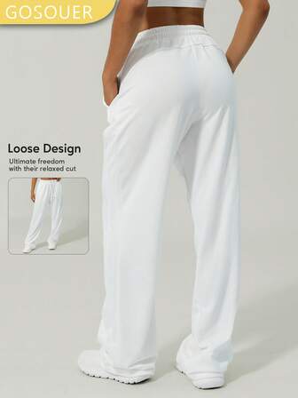 GOSOUER Damen High Waist Loose Straight Leg Lässig Outdoor Vielseitige Sporthose Jogginghose Leggings