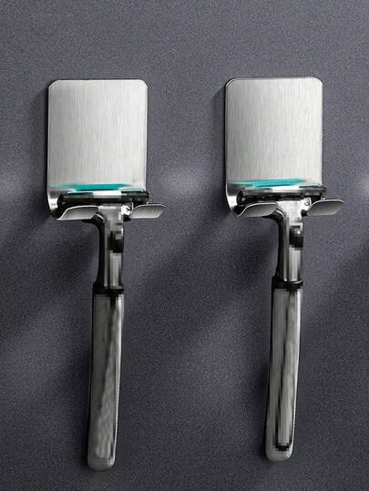 1/2/4 piezas Estante de almacenamiento para afeitadora, estante de almacenamiento autoadhesivo sin perforación para montar en la pared, adecuado para baño, cocina y sala de estar, decoración de verano y del hogar cuando se regresa a la escuela