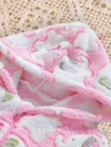 女婴可爱卡通连帽长袖连体衣，适合秋冬季日常外出穿着 - 彩色 - 查看 3