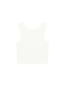 女士夏季纯色圆领休闲吊带背心 - 米色 - 查看 5