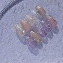 French Luxury Retro Golden-Stamped Star & Moon Ice Crystal Nail Stickers - Self-Adhesive Glossy Fantasy Nail Art Decals With Sparkling Crystals, Irregular Shapes For DIY Manicure, Parties, Weddings (Plastic, One-Time Use), Party Nail Decor, Selfadhesive Nails - 銀色 - 查看 4