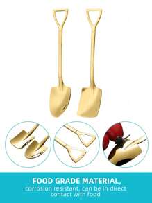 5/10/20pcs Stainless Steel Silver/Golden Finish Spoons Set, Shovel-Shaped Spoons For Digging Watermelon/Tea/Dessert/Cake/Stirring/Fruit/Ice Cream, Kitchen Tableware Set, Cutlery Set, Perfect For Home, Kitchen, Bar, Restaurant, Wedding, Birthdays, New Year, Halloween, Christmas, Easter, Valentine's Day, Thanksgiving Celebrations, And Other Festive Parties, Christmas Gift, Gift Givings-Party