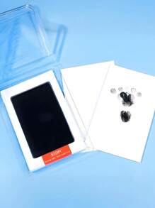 2pcs Newborn Souvenir Ink Pad For Footprints And Handprints Wash-Free Ink Pad/Can Be Used As Baby Souvenirs/Pet Footprint Souvenirs/Christmas/Thanksgiving/Easter/New Year Gifts Contains 4 Sheets Of White Cardstock - Black - View 6