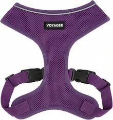 Best Pet Supplies Voyager - Arnés ajustable para perro con rayas reflectantes para caminar, trotar, chaleco resistente de cuerpo completo sin tirones con correa en D, transpirable para todo tipo de clima, color naranja, M - Estilo 220 (morado) - Ver 28