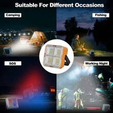 Portable Solar Light Multifunctional Solar And USB Rechargeable LED Flashlight- Portable, Magnetic And Emergency Lighting For Camping, Night Markets And Power Outages-64LED Upgraded Version Super Bright Light, Perfect Gift For Christmas, Thanksgiving, Christmas Decor - 黃色 - 查看 7