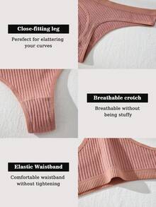 14 Pieces Of Women's Underwear Low Waisted Cotton Thong - Soft And Breathable V-Shaped Pants, Solid Color Simple Women's Underwear, Sexy Triangle Pants, 7 Solid Color S-XL Sizes To Choose From, Ribbed Elastic Comfortable Non Transparent Casual Wear, Daily Essential, Fashionable Style, Soft And Breathable, Modern Women's - 彩色 - 查看 11