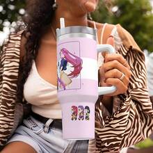 1 Stück 40oz/20oz Edelstahl Isolierbecher, Großer Fassungsraum auslaufsicher mit Strohhalm, geeignet für kalte & heiße Getränke - perfektes Geschenk für Kpop-Fans, ideal für Reisen, Büro, Auto, Zuhause - wiederverwendbarer tragbarer Getränkebehälter mit hochwertigem bedrucktem Dämonenanimationsdesign