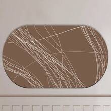 1/3件套棕色线条图案家居装饰地垫，浴室防滑吸水地垫，硅藻土复古图案地垫，U型马桶洗手池吸水脚垫，2.5毫米厚，适用于玄关、浴室、厨房等场所，厨房地毯 - 棕色線條 - 查看 17