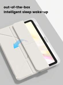 1pc Elegant Milky White Acrylic Transparent Crystal Protective Case With Pen Holder, Compatible With IPad 10th & 11th Generation, Supports Sleep/Wake Function