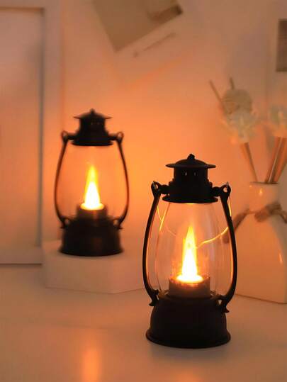 1pc פנס נרות נדנדה וינטג', מנורת לילה קטנה וניידת, מנורת קמפינג, אור אווירה לד לחדר שינה