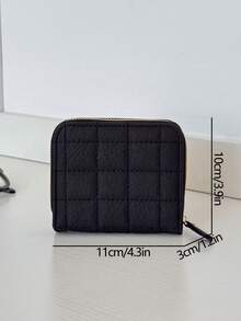 几何拼接迷你钱包卡包，便携式现金袋，适合商务、办公、周年纪念、情侣、男士生日礼物 - 黑色 - 查看 11
