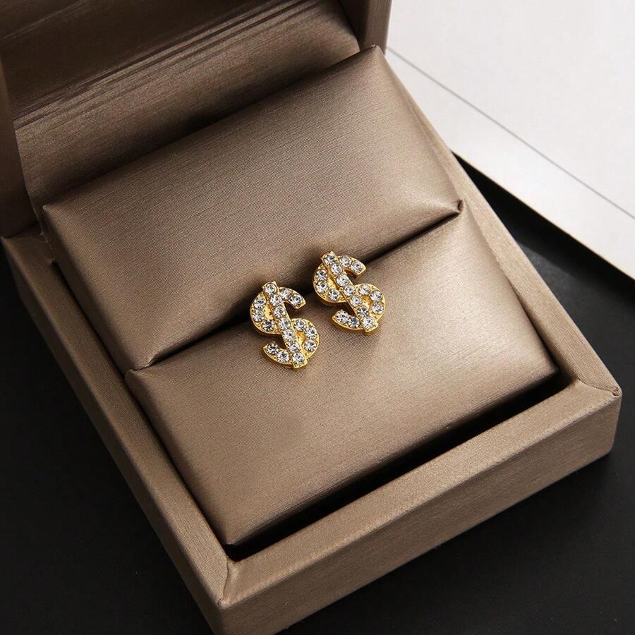 一对男女通用欧美嘻哈风格美元符号耳钉