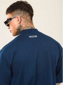 DMUNIZ Oversized Streetwear Basic Turtleneck Gym T-Shirt Dmz002 - 藏蓝色 - 查看 3