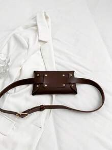 Fashionable Solid Color PU Leather Black Belt Waist Bag, Suitable For Women's Daily Use, Street, Travel, Versatile