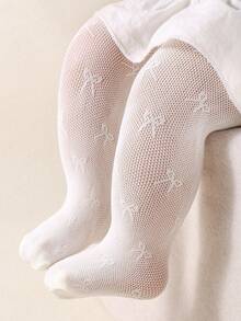 One-Piece Beige Bow - Adorned Cool Summer Jumpsuit Stockings For Baby Girls. Perfect For Girls' Birthday Parties. Suitable For Baby Girls Aged 0 - Christmas/Thanksgiving Gifts