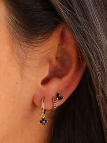 3pcs/Set Fashionable Cubic Zirconia & Evil Eye Decor Golden Earring For Women For Daily Decoration Holiday Wedding Party - 3-pack Earrings - View 15