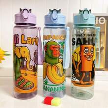 4 Colors Available! 1pc 800ml Cartoon Water Bottle, Toddler Anti-Spill Straw Cup, Kindergarten Drinking Cup, Large Capacity Portable Children's Water Bottle Leak-Proof Straw Cup, Summer Large Capacity Sports Water Bottle, Best Gift For Girls And Boys - Multicolor - View 6