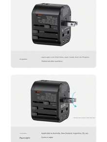 Bộ chuyển đổi du lịch đa năng Usams 20W, Bộ sạc đa năng, Bộ chuyển đổi quốc tế phù hợp với hơn 200 quốc gia, Bộ chuyển đổi nguồn, Phích cắm điện, Bộ sạc tường, Bộ chuyển đổi nguồn AC có sạc USB kép - Phích cắm loại C của EU (220-240V) - Xem 6