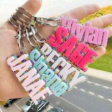 1 Pc Backpack Name Tag, Acrylic Keychain, Personalized Acrylic Name Tag, Name Keychain, Personalized Acrylic Keychain, Custom Name Keychain, Acrylic Keychain, Diaper Bag Tag, Lunch Box Tag, Kids Tag,Durable,Engraved,Stainless,Colorful,Cute,Adorable,Funny,Kawaii,Y2K,Stylish,Unisex,Casual,Custom,Personalized,Unique,Customized,Ideal Gifts For Him,Ideal Gifts For Her,Her,Boyfriend,Girlfriend,Family,Friends - Steel Keychain - View 6