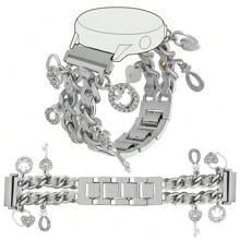 1 件优雅金属表带，带吊坠，兼容三星 Galaxy Watch 7/6/5/4/Active2 Classic（40/44 毫米）、Watch 5 Pro（45 毫米）、Watch 4 Classic（42/46 毫米）、Watch 3（41 毫米）、Watch Active（40 毫米）、Watch 42 毫米链式表带，适合所有 20 毫米宽的智能手表带，配有可调节金属扣（仅限表带） - 彩色 - 查看 15