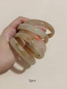 1 件内径 62 毫米樱桃红石英玛瑙手镯，高透明度简约树脂手链适合女性日常佩戴和聚会（固定尺寸，谨慎购买）