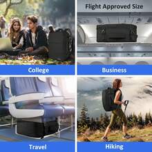 Taygeer Cabin Bag Fits Easy Jet 45*36*20 / Ryanair 40*30*20, Airline Approved Underseat Travel Backpack With Laptop Compartment, Carry On Luggage - Black - View 3