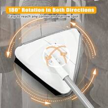 Tile And Wall Mop, Upgraded Triangle Ceiling Mop With 360° Rotation, Microfiber Mop Extendable Up To 202cm, Floor Mop For High Windows (White)