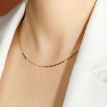 1 件 2 毫米扁平镀金朋克项链，男女通用 DIY 珠宝时尚配饰，16-30 英寸 - 金色 - 查看 1