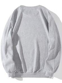 Zrgoth 男士休闲百搭印花圆领卫衣 - 灰色 - 查看 6