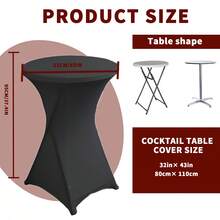 eluckya 43x32 Inches Cocktail Table Covers 32x43 Inch, Stretch Spandex Fitted Tablecloths, Wrinkle Resistant, Easy Care, Square Corners, For Party Wedding Bar Banquet Indoor Outdoor - màu đen - Xem 2