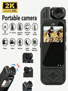 便携式 1080P 摄像机迷你机身摄像机高清 180° 视频红外夜视摄像机 - 黑色-2K - 查看 1