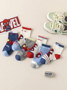 Marvel 6双儿童可爱超级英雄蜘蛛侠系列袜子男童中筒袜韩国卡通秋冬女童袜子儿童蜘蛛侠超级英雄人物袜子 - 彩色 - 查看 4