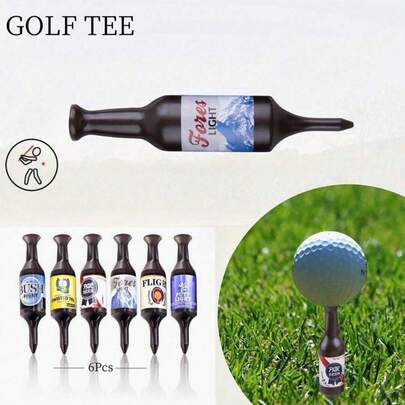 1/6Pcs Beer Bottle Shaped Golf Tees, Virtually Unbreakable & Plastic Golf Tees, Golf Gifts For Men & Women, Novelty Gift For Bachelor/Bachelorette Parties, Exclusive For Golfers