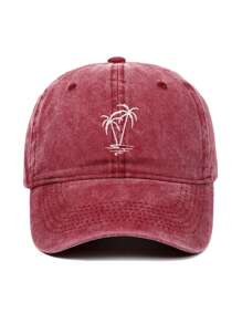 1pc Women's Embroidered Line Pattern Dachshund Washed Baseball Cap, Adjustable Outdoor Sun Protection Casual Hat Suitable For Spring/Autumn Travel, Beach Vacation, Men's Y2K Style Sun Hat