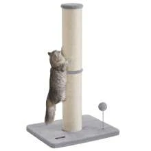 Cat Scratching Post, 85 Cm Tall Cat Scratcher For Medium And Large Cats, Furniture Scratching Deterrent Sisal Scratch Pole, Spring Pompom With Built-In Bell, Grey - Grey - View 9