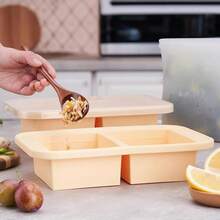 Super Ice Cube Tray 1 Cup X 4 Portions Big Silicone Freezing Mold With Lid, For Soup&Meal, Prep Food Leftovers Freezer Storage Container, 2Pack-408843 - Nhiều màu - Xem 7