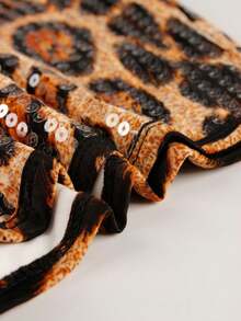 Summer Sexy Colorblock Slim Fit Shorts Cheetah Print Sequins Booty Shorts Party Festival Outfits For Women - 棕色 - 查看 6