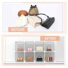8 Pack Purse Organizer For Closet Purse Storage Box With Door Clear Display Case Handbag Organizer Dustproof Storage Bins For Hat Wallet Book Toy Cosmetic - 如圖 - 查看 5