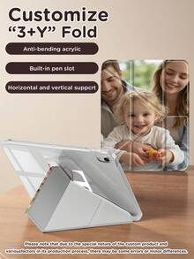 Ayotu Benutzerdefinierter Y-förmiger faltbarer iPad-Schutzhülle kompatibel mit iPad der 10. Generation, iPad Mini 4/5/6/7/9.7/10.2/10.5/10.9/12.9/Pro 11, Schutzhülle unterstützt Mehrwinkel-Einstellung, sechs Möglichkeiten zum Aufstellen des Ständers und einen integrierten Stiftschlitz. Der Stiftschlitz ist kompatibel mit iPad Air 11 Zoll (M2) - 2024 - Verschiedenfarbig - Übersicht 9