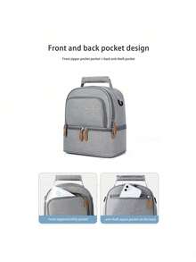 一件代发女款新款灰色时尚双层婴儿奶瓶包保温包适合日常出行双肩单肩手提换尿布包多功能保鲜储奶冰袋 - 灰色 - 查看 9