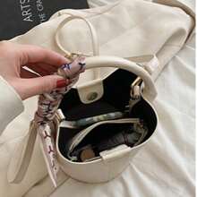 Women's Soft Leather Handbag, Summer One Shoulder Crossbody Bag, Scarf, Bucket, Clutch Bag, Versatile Bag For Shopping, Dating, Parties And Gatherings