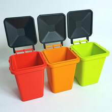 ORIZZONTE Mini Desk Trash Cans – Set Of 3 Colorful Containers With Lids – Creative Design For Home/Office – Organization Gift Idea – 100% Made In Italy, Shipping From Italy - Orange - View 8