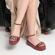 Women's Flat Sandal Platform Papete Chain Comfort Sophistication Flat - 紅木色 - 查看 3