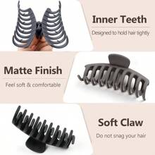 8 Pack Big Hair Claw Clips For Women Large Claw Clip For Thin Thick Curly Hair 90's Strong Hold 4.33 Inch Nonslip Matte Jumbo Hair Clips (8 Pcs)