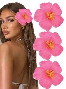 1朵芙蓉花，人造花，适用于夏威夷主题派对、夏季派对DIY装饰、草裙舞女孩礼物发饰（白色）、婚礼新娘发饰，也适合学生、学校活动、约会、感恩节、教师节、圣诞节礼物、秋冬季发饰、头饰、女士发饰。