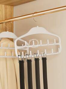 1 件防滑橡胶节省空间多功能双层皮带衣架/领带架，可 360 度旋转，用于衣柜存储，11 个大型坚固皮带钩，用于裤子/连裤袜/围巾和衣服 - 彩色 - 查看 7