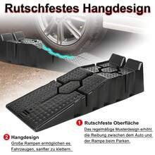 2Pcs Plastic Car Ramps – Heavy-Duty With 2.5 Ton Capacity For Lifting Automotive Vehicles – 320mm Ride Width Loading Ramps - Black - View 4