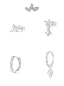 5 piezas de pendientes colgantes de circonita cúbica chapados en oro de 24K impresionantes para mujeres, set de pendientes de botón de circonita