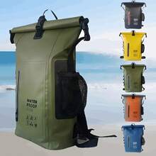 6,6 galones Mochila de alta calidad - Bolsa seca de gran capacidad para exteriores, adecuada para playas, senderismo, kayak y surf - Verde, amarillo, naranja, azul, negro opcional, equipo de aventura al aire libre | Mochila de estilo deportivo | Cierre de hebilla de - Verde militar - Ver 1